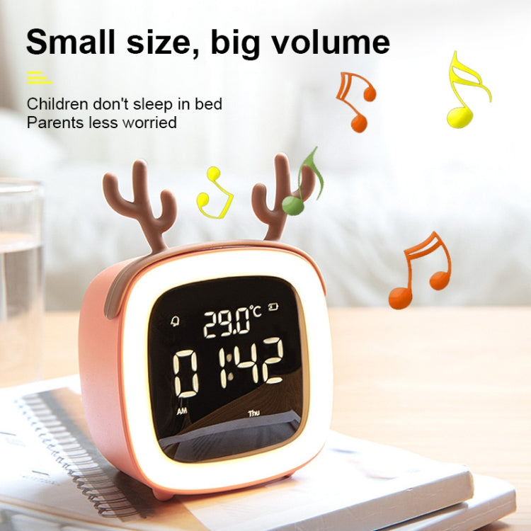 Cartoon Deer Shape Children Snooze Multifunctional USB Rechargeable Student LED Alarm Clock