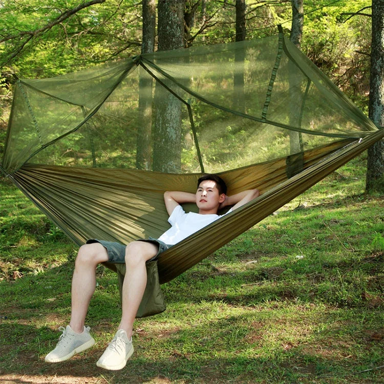 1-2 Person Outdoor Mosquito Net Parachute Hammock Camping Hanging Sleeping Bed Swing Portable  Double  Chair, 260 x 140cm, 260x140cm Blue Grey, 260x140cm Pink, 260x140cm Pink Blue, 260x140cm Green, 260x140cm Yelliw Green, 260x140cm Dark Blue