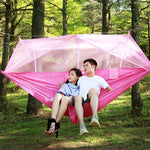 1-2 Person Outdoor Mosquito Net Parachute Hammock Camping Hanging Sleeping Bed Swing Portable  Double  Chair, 260 x 140cm, 260x140cm Blue Grey, 260x140cm Pink, 260x140cm Pink Blue, 260x140cm Green, 260x140cm Yelliw Green, 260x140cm Dark Blue