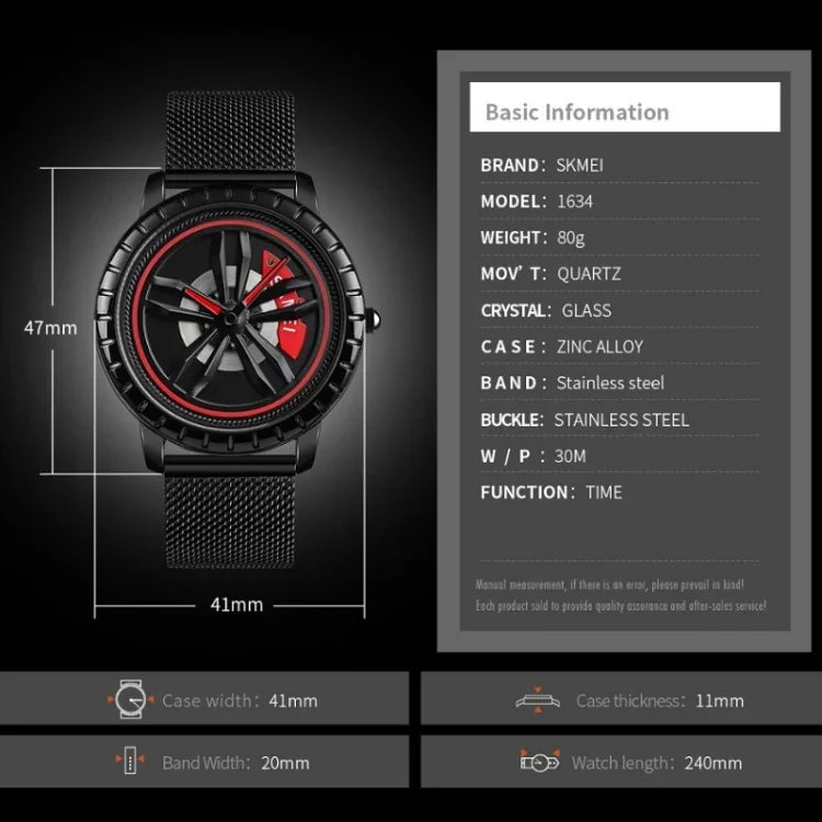 SKMEI 1634 Men Waterproof Watch Fashion Quartz Watch, Black Mesh Belt, White Mesh Belt, Black Steel Belt, White Steel Belt