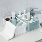 Desktop Snacks & Sundries Storage Basket Rectangular Plastic Storage Basket, Small （White）, Small （Light Green）, Large (White), Large（Llight Green）
