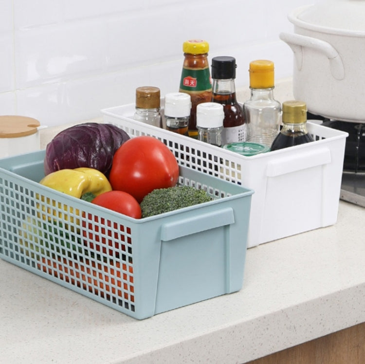 Desktop Snacks & Sundries Storage Basket Rectangular Plastic Storage Basket, Small （White）, Small （Light Green）, Large (White), Large（Llight Green）