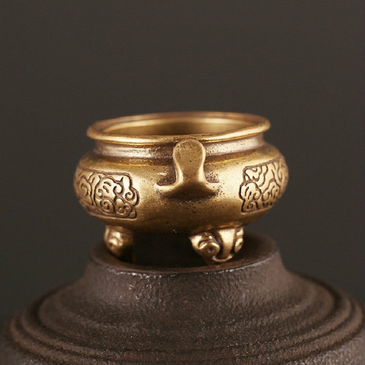 Antique Brass Bronze Tripod Censer Furnace Home Decoration, Brass