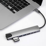 WC7367 8 in 1 87W Type-C to PD+USB3.0/USB2.0+SD+TF+HDMI+RJ45+Type-c Docking Station HUB, WC7367