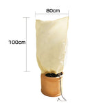 2 PCS Winter Plant Freeze Protection Cover Non-Woven Anti-Bacterial Tree Cover, 100x80cm Shrink Buckle, 180x120cm Zipper