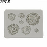2 PCS DIY Handmade Soap Chocolate Fondant Baking Mold 3D Rose Flower Cake Decoration Silicone Mold, Flower Shape(Pink), Flower Shape(Gray)