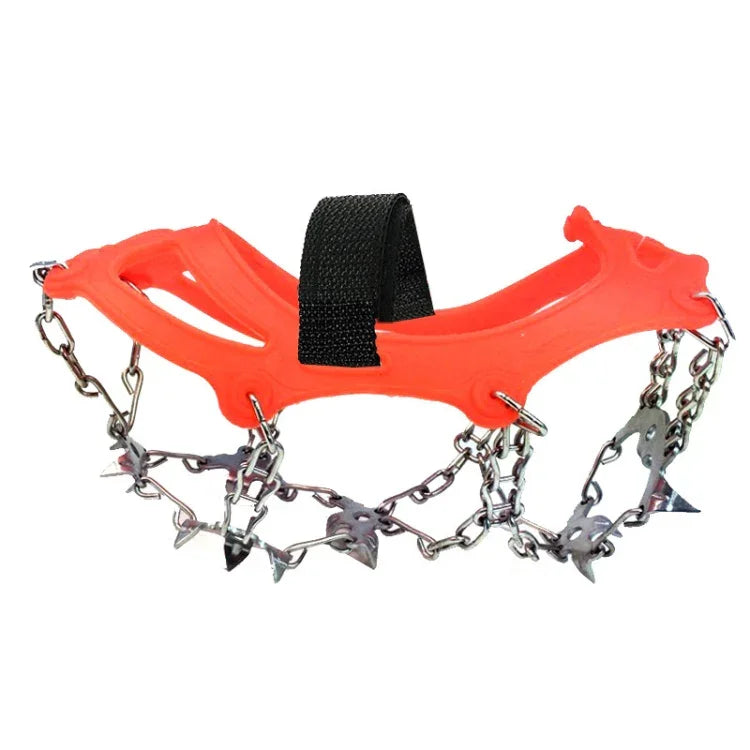 Outdoor 18-Tooth 430 Stainless Steel Crampons Snow Hiking Shoes Spikes Non-Slip Shoe Covers，SIze:, 18-Tooth M (Orange), 18-Tooth L (Black)