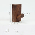 Solid Wood Punch-Free Entrance Behind The Door On The Wall Sticky Hook Clothes Hook Beech Wood, Black Walnut