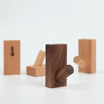 Solid Wood Punch-Free Entrance Behind The Door On The Wall Sticky Hook Clothes Hook Beech Wood, Black Walnut