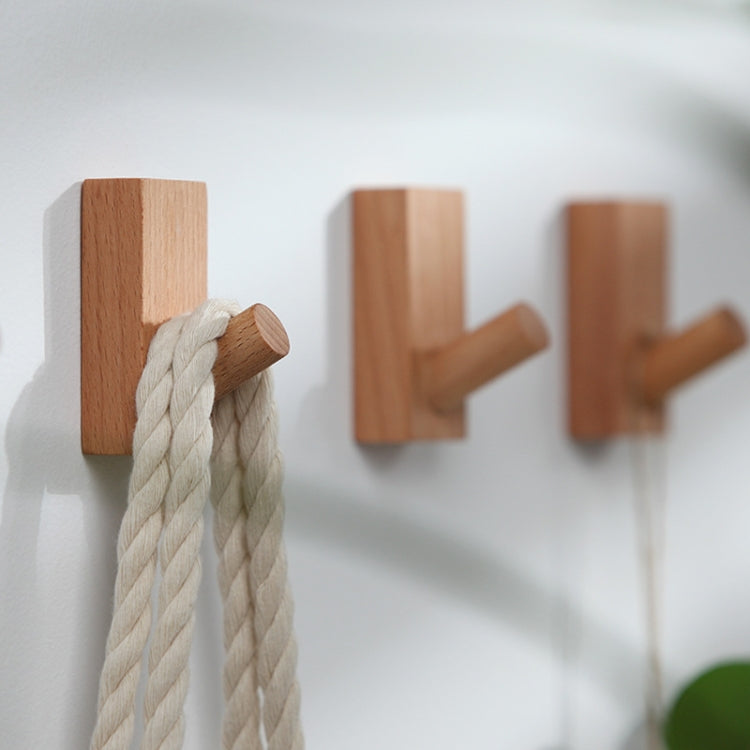 Solid Wood Punch-Free Entrance Behind The Door On The Wall Sticky Hook Clothes Hook Beech Wood, Black Walnut