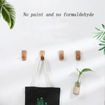 Solid Wood Punch-Free Entrance Behind The Door On The Wall Sticky Hook Clothes Hook Beech Wood, Black Walnut
