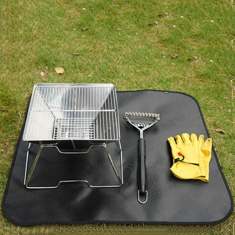 CLS Outdoor Camping Silicone Fireproof Cloth Picnic Barbecue Heat Insulation Pad, S: 350x340mm, M: 450x370mm, L: 600x520mm, XL: 800x750mm