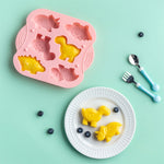 DIY 6 Grid Silicone Dinosaur Cake Mold Baby Food Supplement Mold Baking Tools, Pink, Light Green