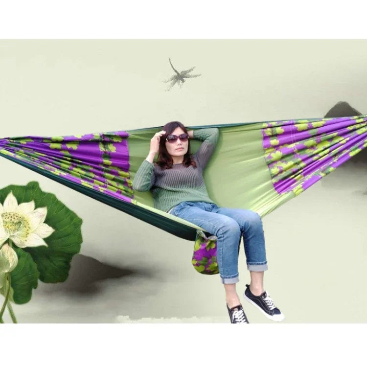 Outdoor Camping Mosquito-Proof Shade Hammock Parachute Cloth Printed Mosquito Net Hammock, Size: 270x140cm, 270x140cm Maple