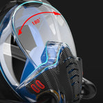 Snorkeling Mask Double Tube Silicone Full Dry Diving Mask Adult Swimming Mask Diving Goggles, S/M, L/XL