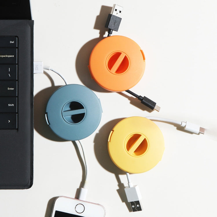 Round Data Cable Storage Box Earphone Storage Collection Box, Yellow, Blue, Transparent, Orange