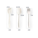 3 in 1 Kitchen Pancake DIY Baking Tools Set Color Grain Barbecue Brush + Butter Spatula + Spatula Set, White