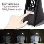U2 5W 3-Level Dimmable LED Leather Texture Desk Lamp With Temperature/Clock/Calendar Display, Black