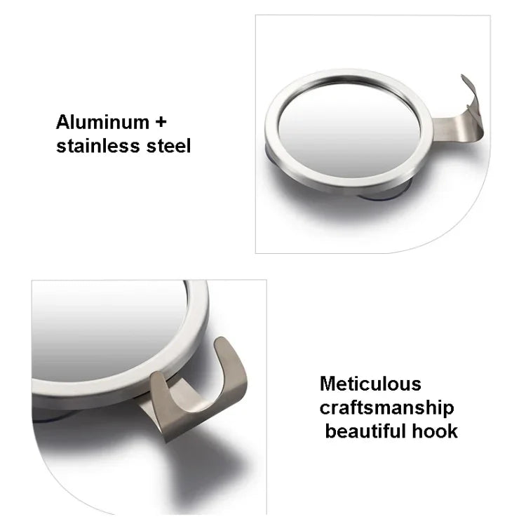 Bathroom Suction Cup Anti-Fog Mirror Aluminum Alloy With Hook Round Mirror