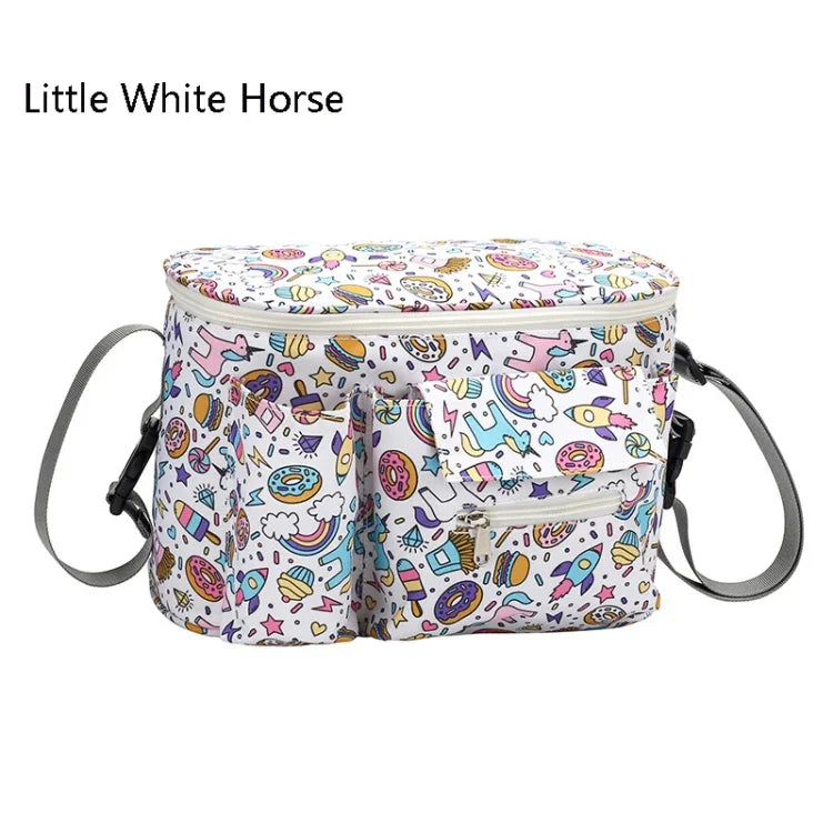 Multifunctional Baby Stroller Hanging Bag Baby Supplies Storage Bag, Little White Horse, Flower Mushroom, Swing Bear, Yellow Alpaca, Black Swan
