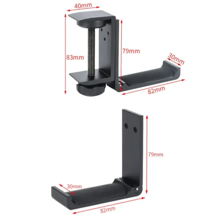 Headphone Bracket Internet Cafe Monitor Earphone Hanger Desktop Earphone Display Stand, Lock Clip Type (Silver), Paste Screw Type (Silver), Paste Screw Type (Black)