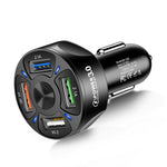 BK-358 3A QC3.0 4USB Car Charger One For Four Mobile Phone Car Charger, Black, White