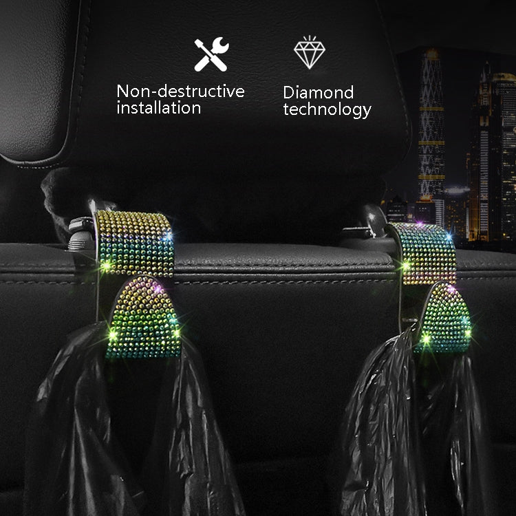 3 PCS Car Rear Seat Hooks Car Seats Multi-Function Diamond-Studded Hooks, White Diamond, Colorful Diamond, Black Diamond, Emerald, Gray Diamond, Pink Diamond, Red Diamond