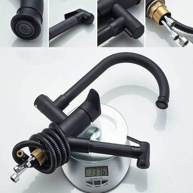 Kitchen Pull-Out Double Faucet Water Table Hot And Cold Water Faucet, Wheel Bending Pull, Round Spray Pull, Cube Spray Pull, Round Universal Distortion, Cube Universal Distortion