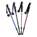 JUNGLELEOPARD 3-Section Straight Handle Aluminum Trekking Pole Multifunctional Walking Hand Crutches, Red#66-135cm, Blue#66-135cm, Black#66-135cm, Silver White#66-135cm