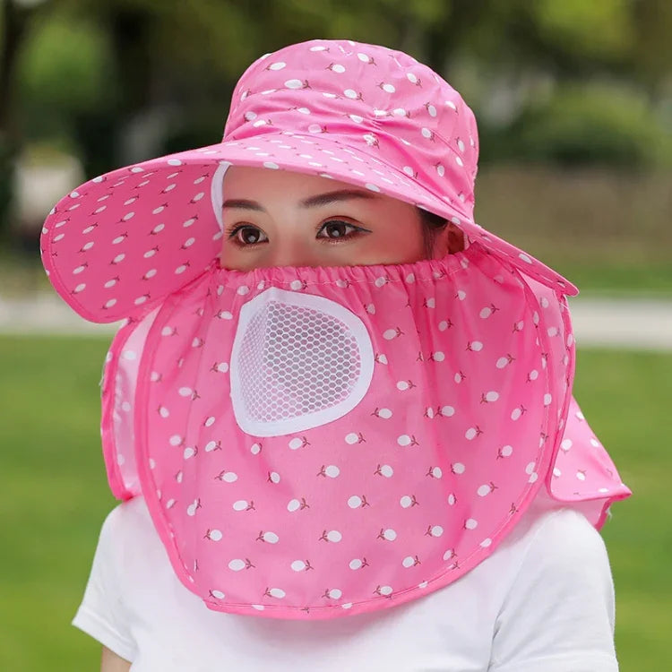 2 PCS Cherry Printing Isolation Cap Sunscreen Face-Covering Outdoor Travel Hat Cap, Full Cherry (Purple), Full Cherry (Apricot Pink), Full Cherry (Lotus Pink), Full Cherry (Rose Red), Full Cherry (Orange Pink), Full Cherry (Brown)                      ...