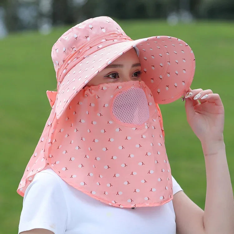 2 PCS Cherry Printing Isolation Cap Sunscreen Face-Covering Outdoor Travel Hat Cap, Full Cherry (Purple), Full Cherry (Apricot Pink), Full Cherry (Lotus Pink), Full Cherry (Rose Red), Full Cherry (Orange Pink), Full Cherry (Brown)                      ...