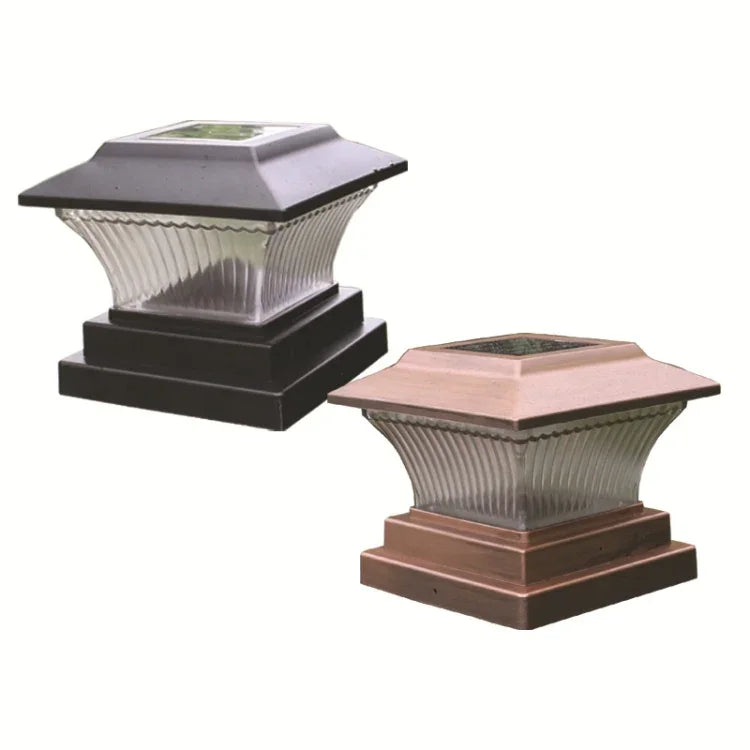 Outdoor Solar Column Lamp IP44 Waterproof Garden Fence Light Solar Street Lamp, Black Shell+White Light, Black Shell+Warm Light, Gold Bronze Shell+White Light, Gold Bronze Shell+Warm Light