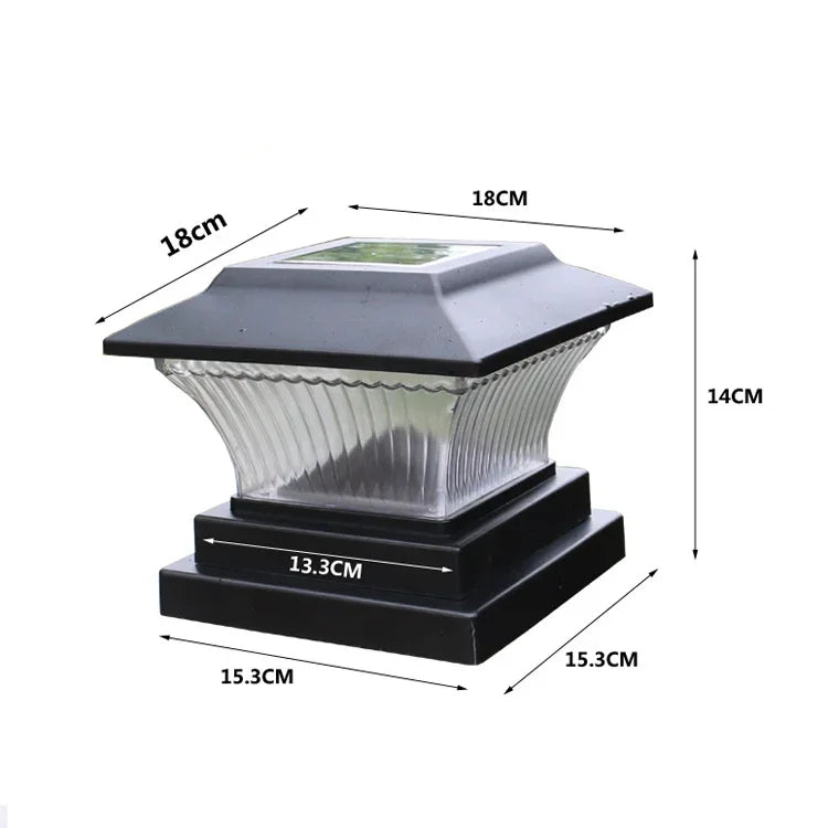 Outdoor Solar Column Lamp IP44 Waterproof Garden Fence Light Solar Street Lamp, Black Shell+White Light, Black Shell+Warm Light, Gold Bronze Shell+White Light, Gold Bronze Shell+Warm Light