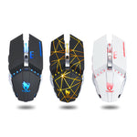 T-WOLF Q15 6-Buttons 1600 DPI Wireless Rechargeable Mute Office Gaming Mouse with 7 Color Breathing Light, Technology Black, Stars Black, Pearl White