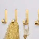 Brass Gold Color Brushed Hook Punch-Free Metal Hanging Hook, Small, Large