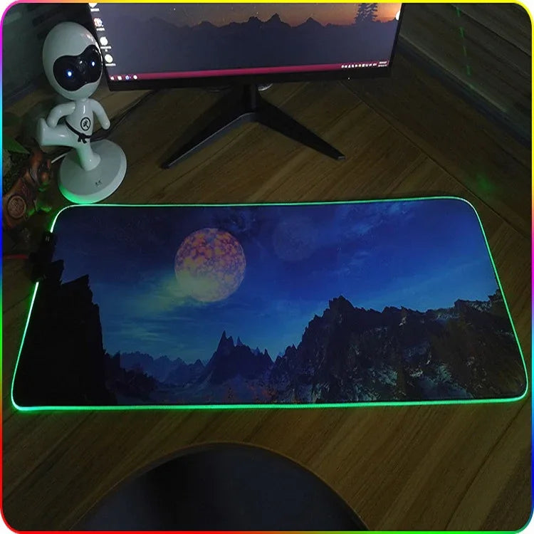 F-01 Rubber Thermal Transfer RGB Luminous Non-Slip Mouse Pad, 300x350x4mm, 350x600x3mm, 350x600x4mm, 300x800x3mm, 300x800x4mm