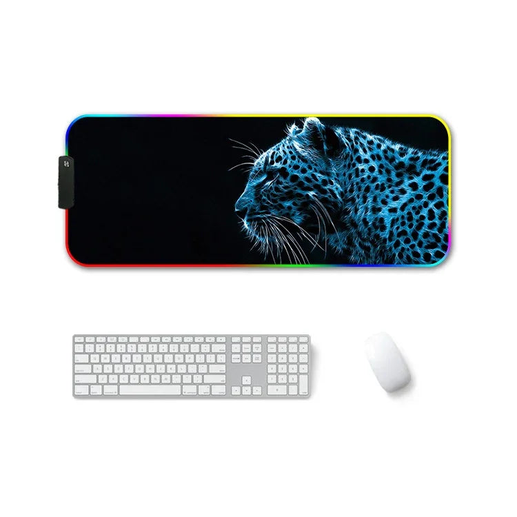 F-01 Rubber Thermal Transfer RGB Luminous Non-Slip Mouse Pad, 350x900x3mm, 350x900x4mm, 400x900x3mm, 400x900x4mm