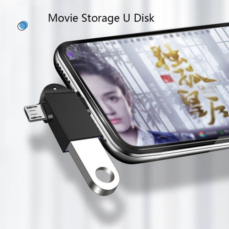 10 PCS LI-09 USB 3.0 Female to USB-C / Type-C + Micro USB Male Multi-Function OTG Adapter with Lanyard, Black, Gold, Silver, Rose Gold