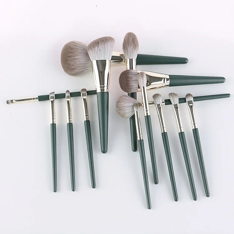 Soft Wooden Handle Makeup Brush Beauty Tools, 14 PCS Brush, With Strap Brush Bag, With Brush Bucket