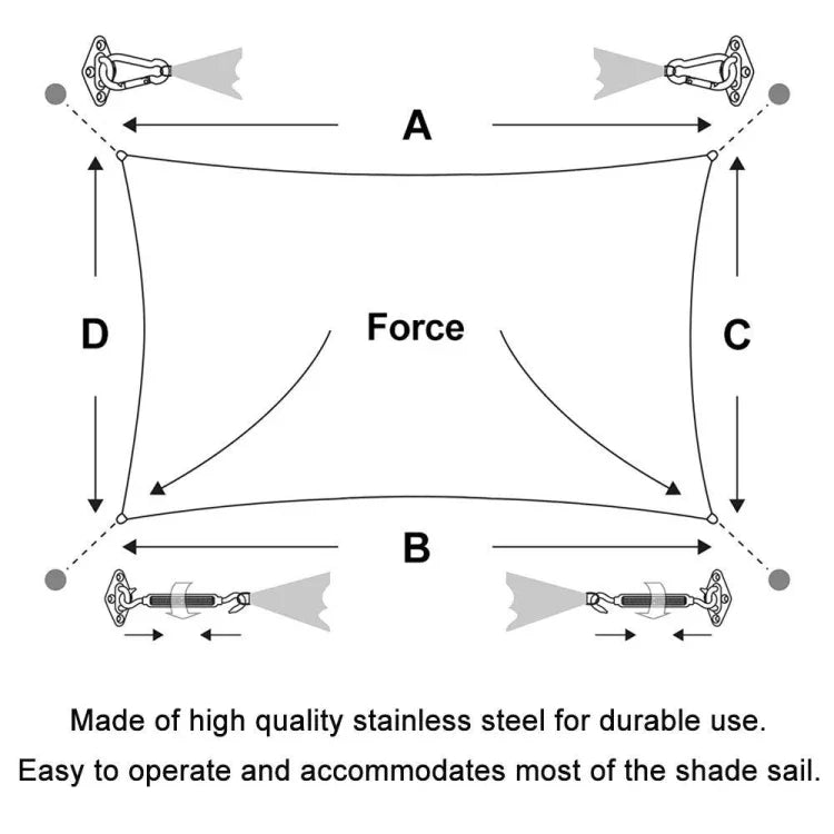 Shade Sail 304 Stainless Steel Accessories Outdoor Shade Flower Basket Screws Diamond Door Buckle, 18 PCS / M5 Set