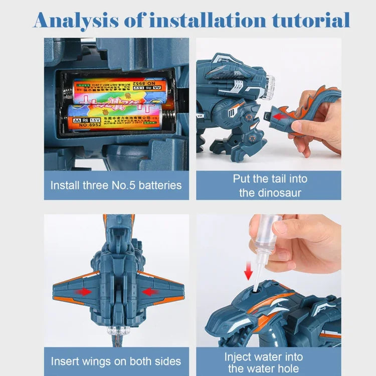 Electric Mechanical Dinosaur Toy Simulation Animal Toy Multifunctional Sound And Light Toy, Style:, Spray-Blue, Spray-Dark Black, No Spray-Gray, No Spray-Green