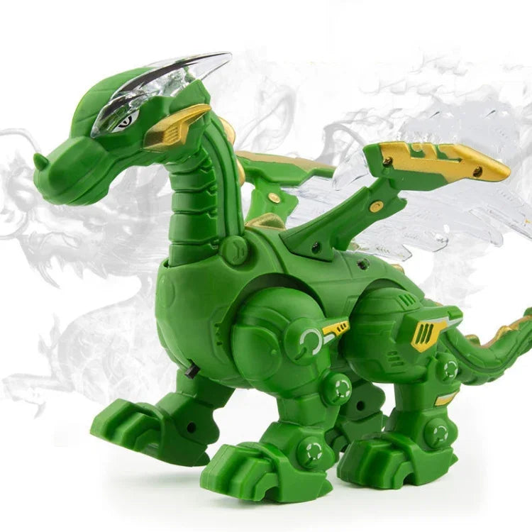 Electric Mechanical Dinosaur Toy Simulation Animal Toy Multifunctional Sound And Light Toy, Style:, Spray-Blue, Spray-Dark Black, No Spray-Gray, No Spray-Green