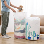 Large-capacity Household Waterproof Moisture-proof Quilt Storage Bag Packing Bag, Striped Deer, Cute Beer, Cactus, Garlands