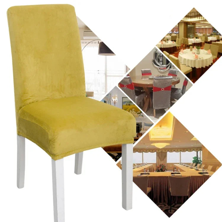 Simple Soft High Elastic Thickening Velvet Semi-Interior Chair Cover Hotel Chair Cover, Coffee Gray, Yellow Green, Wine Red, Navy, Black, Dark Green, White, Peacock Blue, Light Gray, Carbon Gray, Camel, Royal Blue, Beige, Grape Purple, Red, Orange     ...
