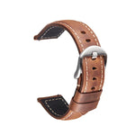 Smart Quick Release Crazy Horse Leather Watch Strap in Dark Brown with Silver Buckle for Samsung and Huawei