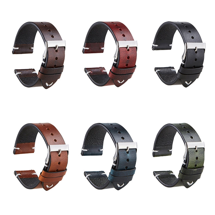 HB001 Color-Changing  Retro Oil Wax Leather Ultra-Thin Universal Watch Strap, 18mm, 20mm, 22mm