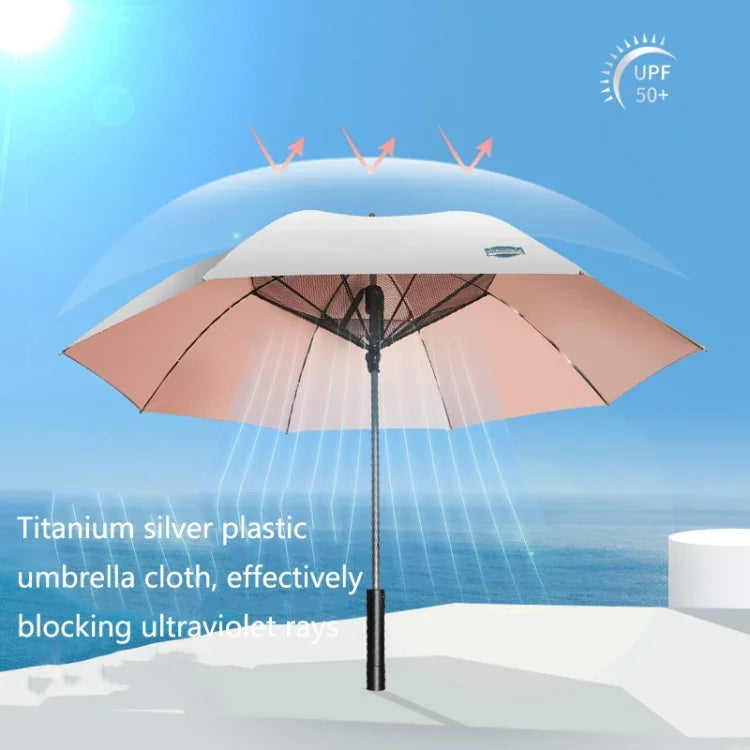 9033 Sun and Rain Dual-purpose Umbrella Multi-function Fan Titanium Silver Glue Sunscreen and UV Protection Long Handle Umbrella, Pink, Black, Ink Green