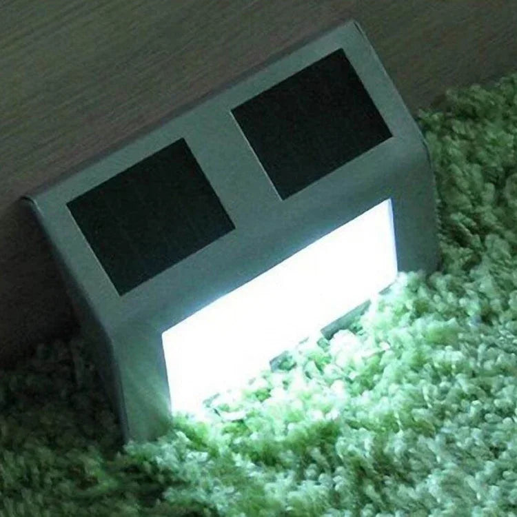 2 LEDs Solar Powered Light Sensor Control IP44 Waterproof LED Wall Lamp Outdoor Patio Yard Pathway Garden Stairs Step Night Security Lighting, White Light, Warm Light