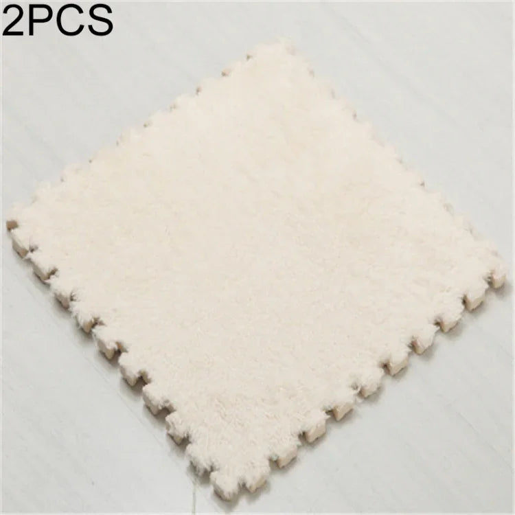 2 PCS Living Room Bedroom Children Kids Soft Carpet Magic Patchwork Jigsaw Splice Heads Climbing Baby Mat 30x30cm, Rose Red, Camel, Purple, Coffee, Blue, Pink, Green, White, Grey