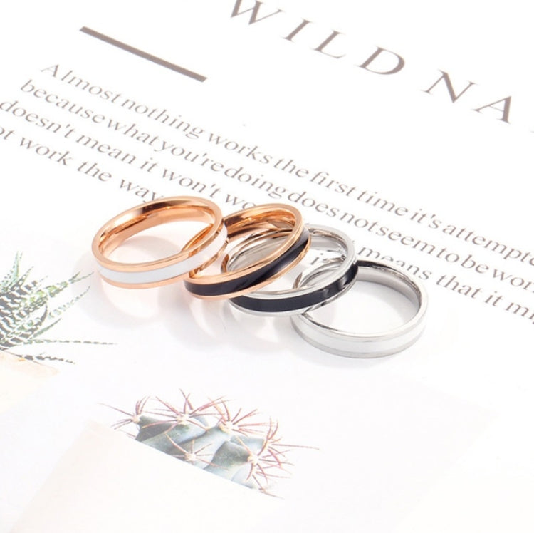 Simple Black White Epoxy Couple Ring Women Titanium Steel Ring Jewelry, US Size 3, US Size 4, US Size 5, US Size 6, US Size 8, US Size 9, US Size 10, US Size 7